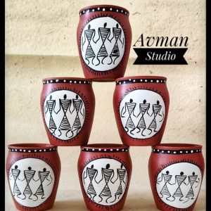 Terracotta Clay Drinking Glass (Set of 6) - Tribal