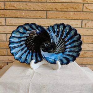 Sea Blue Textured Glazed Ceramic Platter