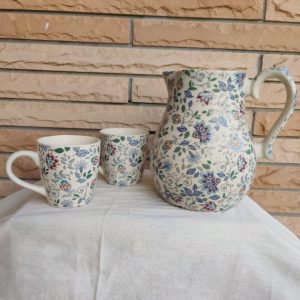 Hand Painted - Textured Stoneware Coffee Mug & Jug Set